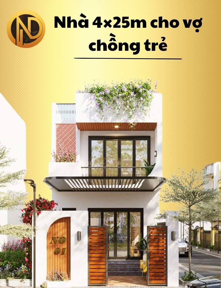 thiết kế nhà 2 tầng 4x25m