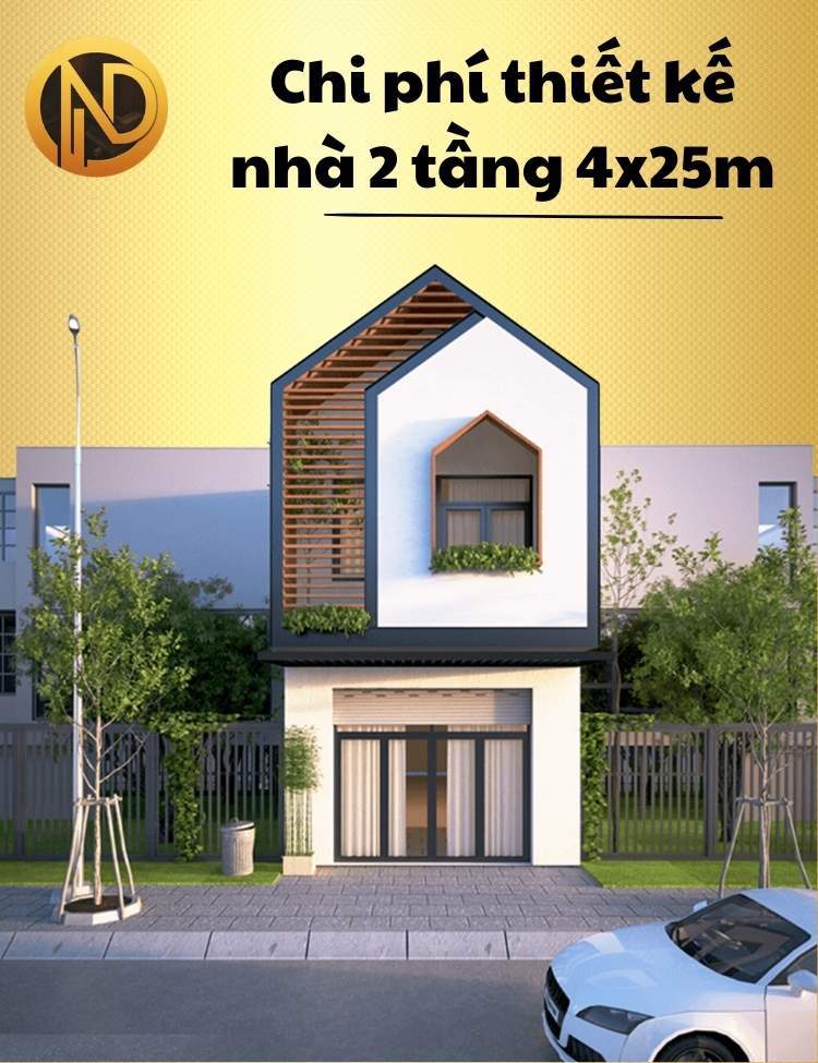 thiết kế nhà 2 tầng 4x25m