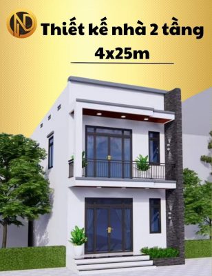 thiết kế nhà 2 tầng 4x25m