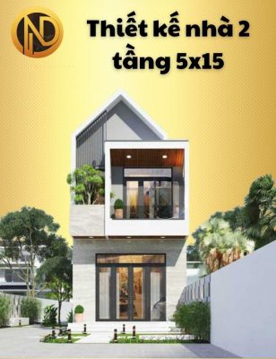 thiết kế nhà 2 tầng 5x15