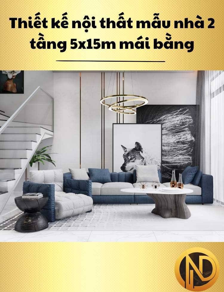 Mẫu nhà phố 2 tầng 5x15 mái bằng