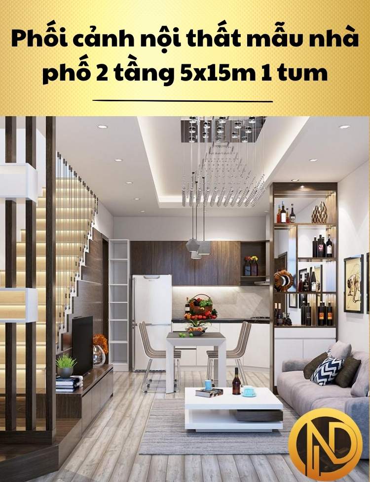 Mẫu nhà 2 tầng 3 phòng ngủ 5x15 1 tum