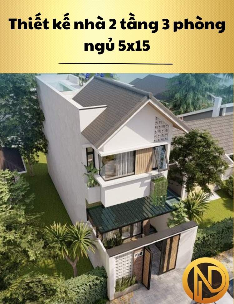 Thiết kế nhà 2 tầng 3 phòng ngủ 5x15