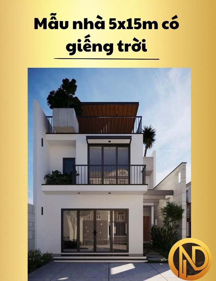 Mẫu nhà 5x15m có giếng trời