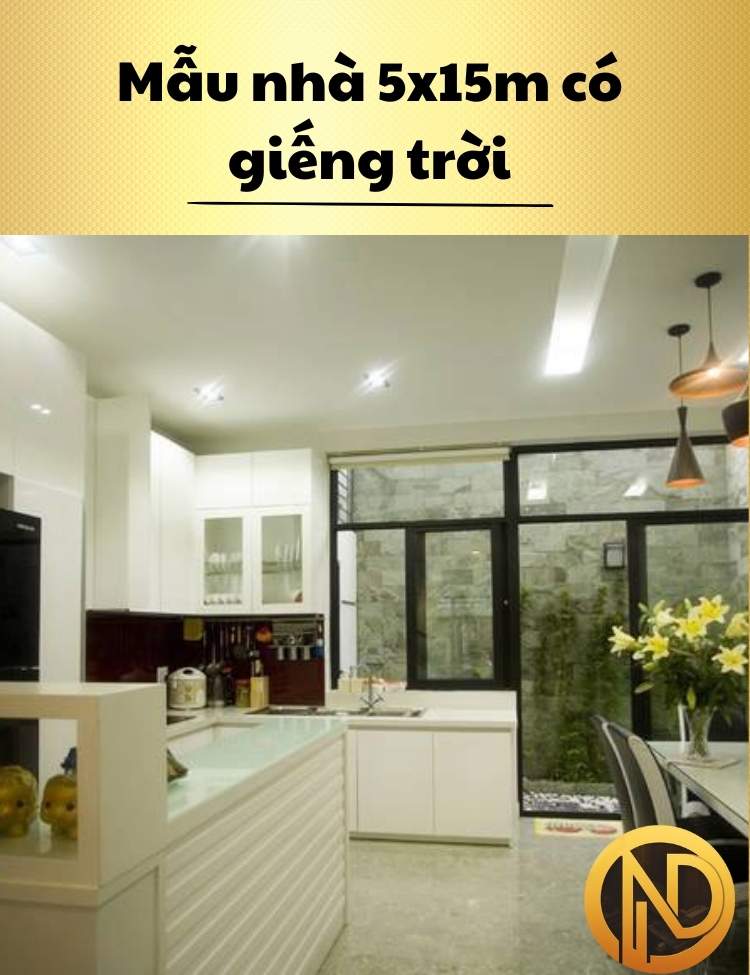 Mẫu nhà 5x15m có giếng trời