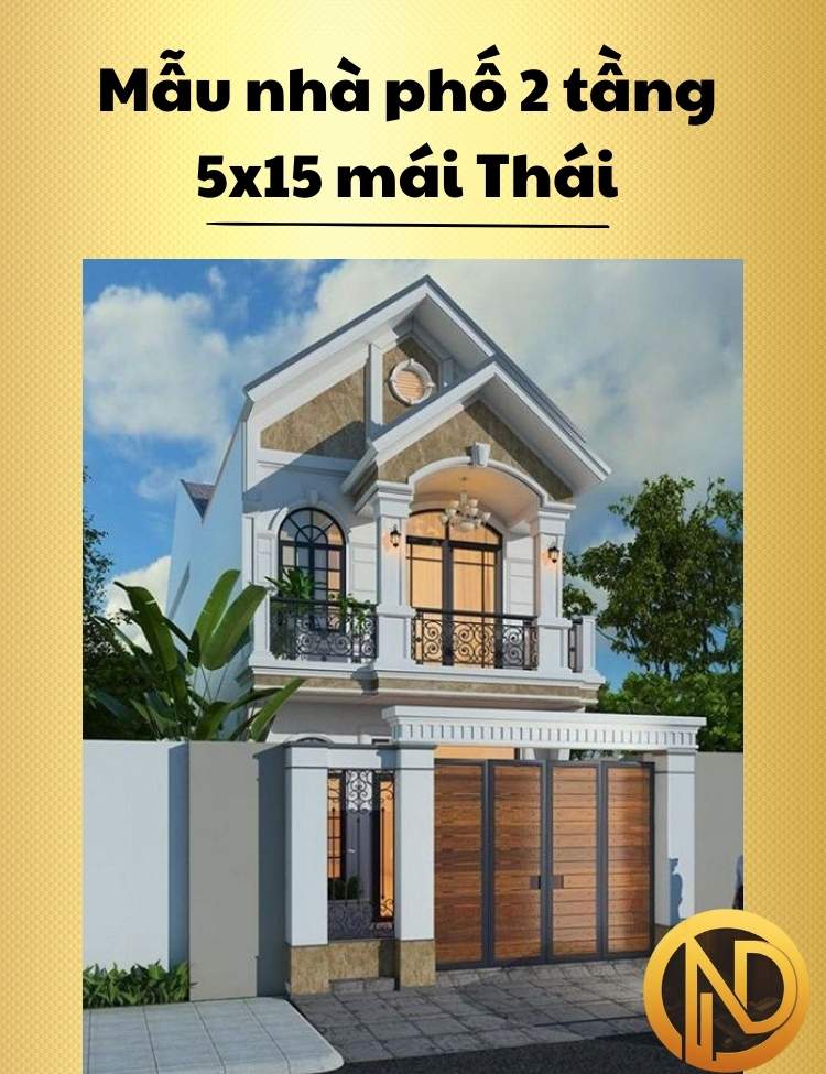 Mẫu nhà phố 2 tầng 5x15 mái Thái