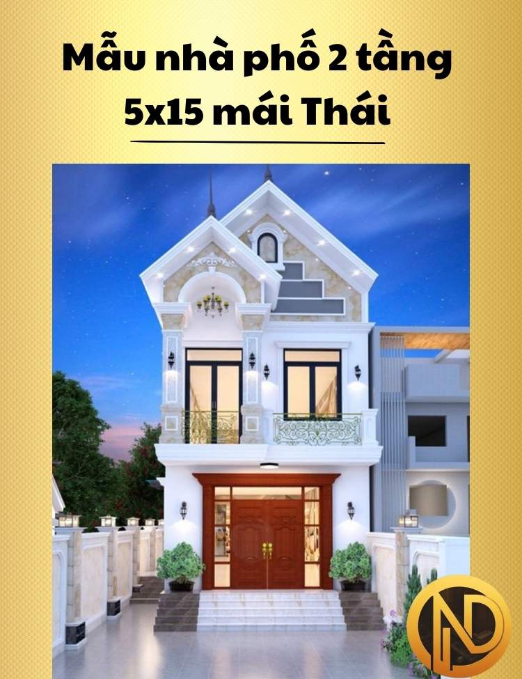 Mẫu nhà phố 2 tầng 5x15 mái Thái