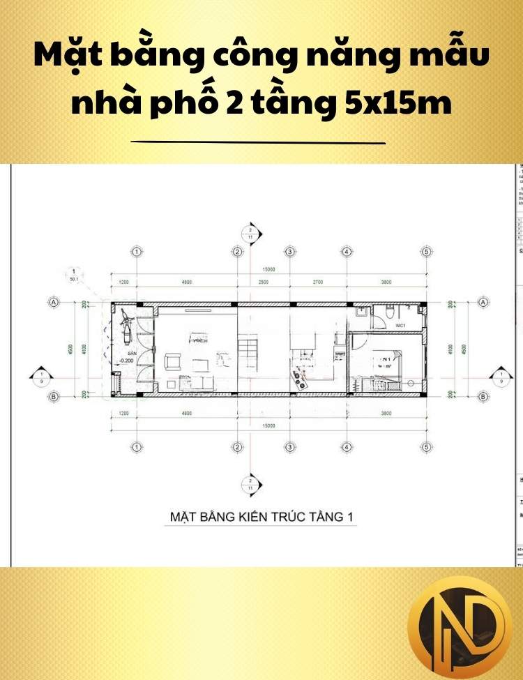 thiết kế nhà 2 tầng 5x15