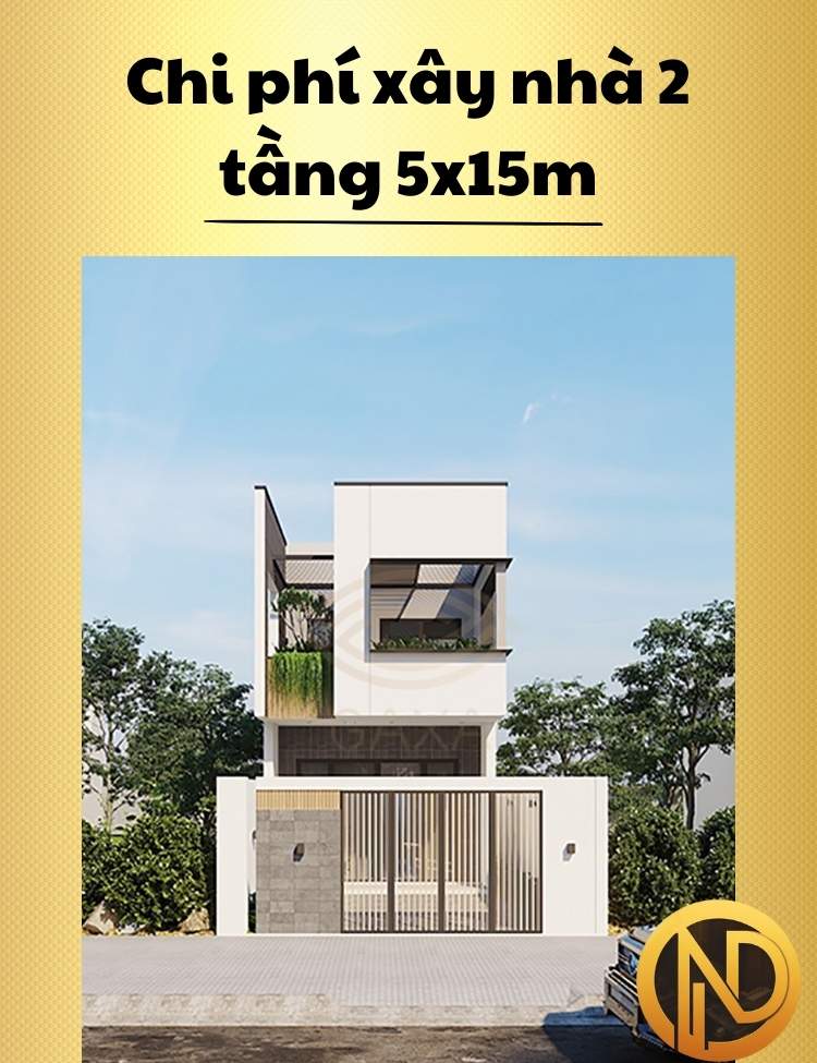 thiết kế nhà 2 tầng 5x15