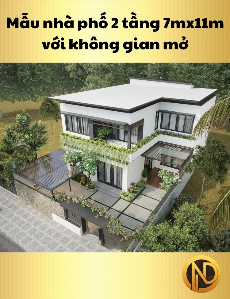 Mẫu nhà phố 2 tầng 7mx11m với không gian mở