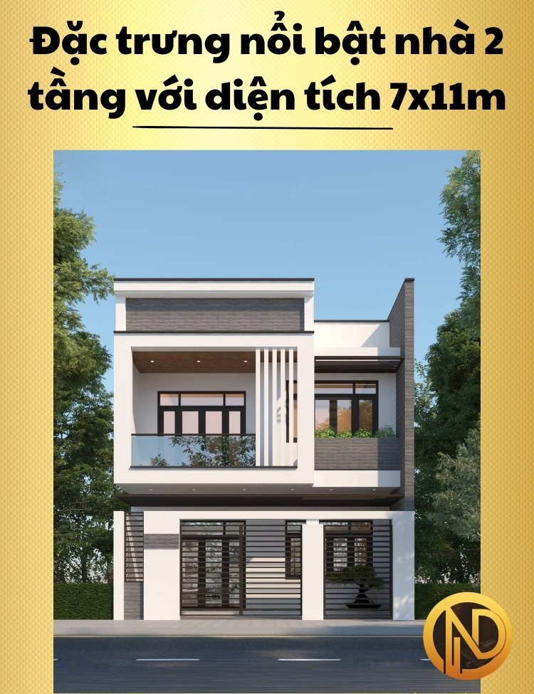 thiết kế nhà 2 tầng 7x11m