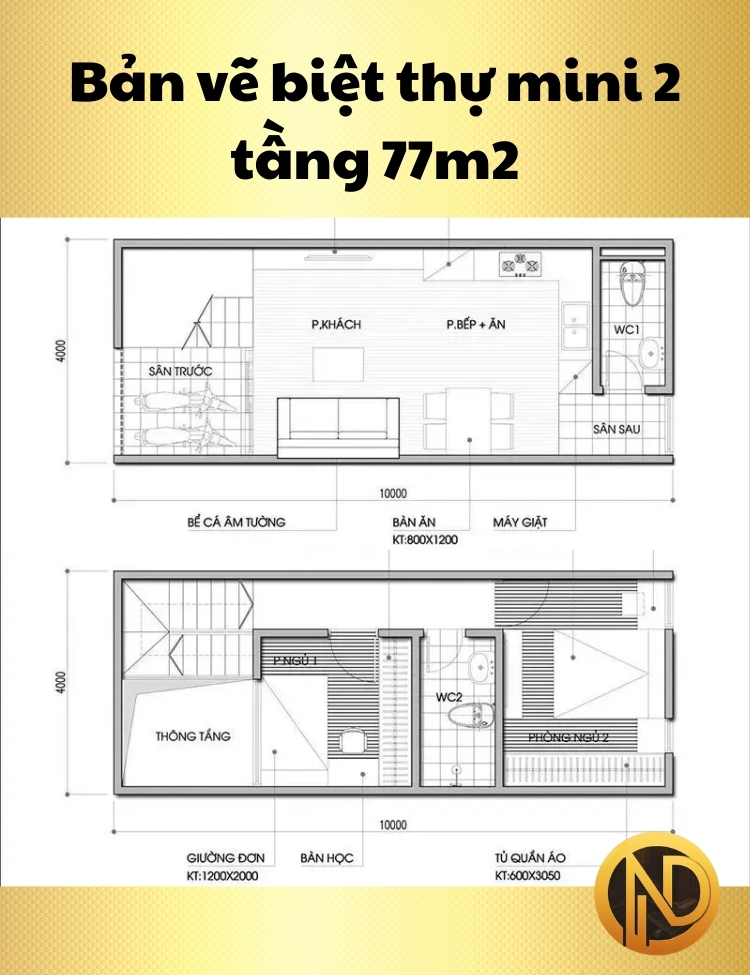 Nhà 2 tầng 7x11m kiểu biệt thự mini