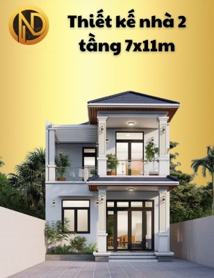 thiết kế nhà 2 tầng 7x11m