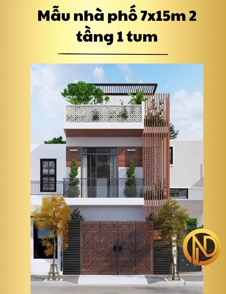 Mẫu nhà phố 7x15m 2 tầng 1 tum