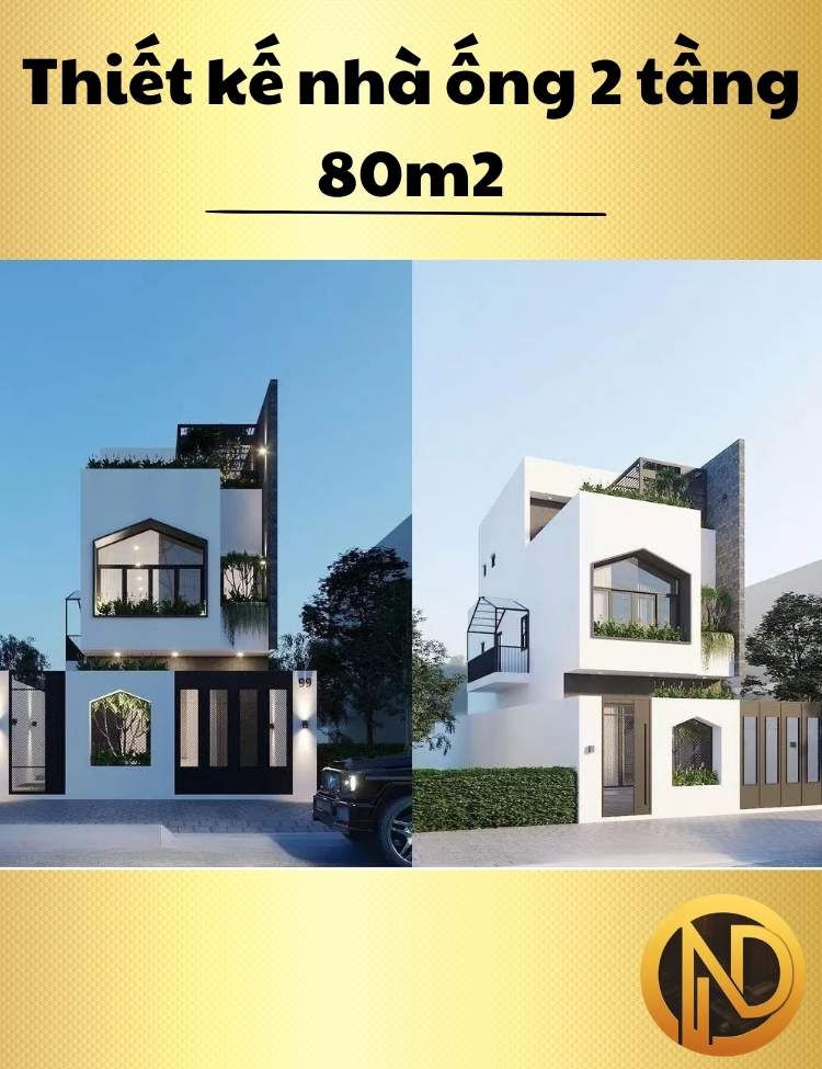 Thiết kế nhà ống 2 tầng 80m2