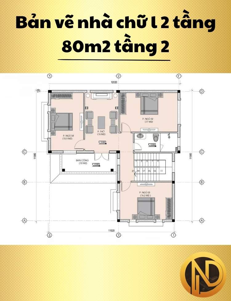 Thiết kế nhà chữ l 2 tầng 80m2