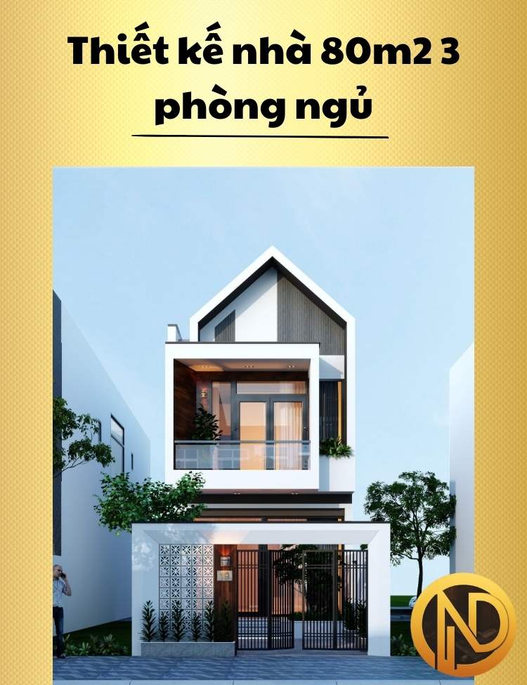 Thiết kế nhà 80m2 3 phòng ngủ