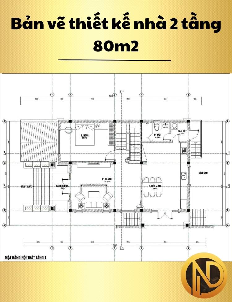 thiết kế nhà 2 tầng 80m2