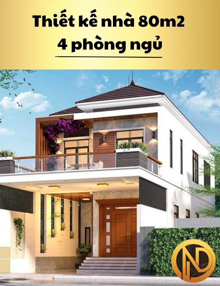 Mẫu nhà 2 tầng 4 phòng ngủ 80m2