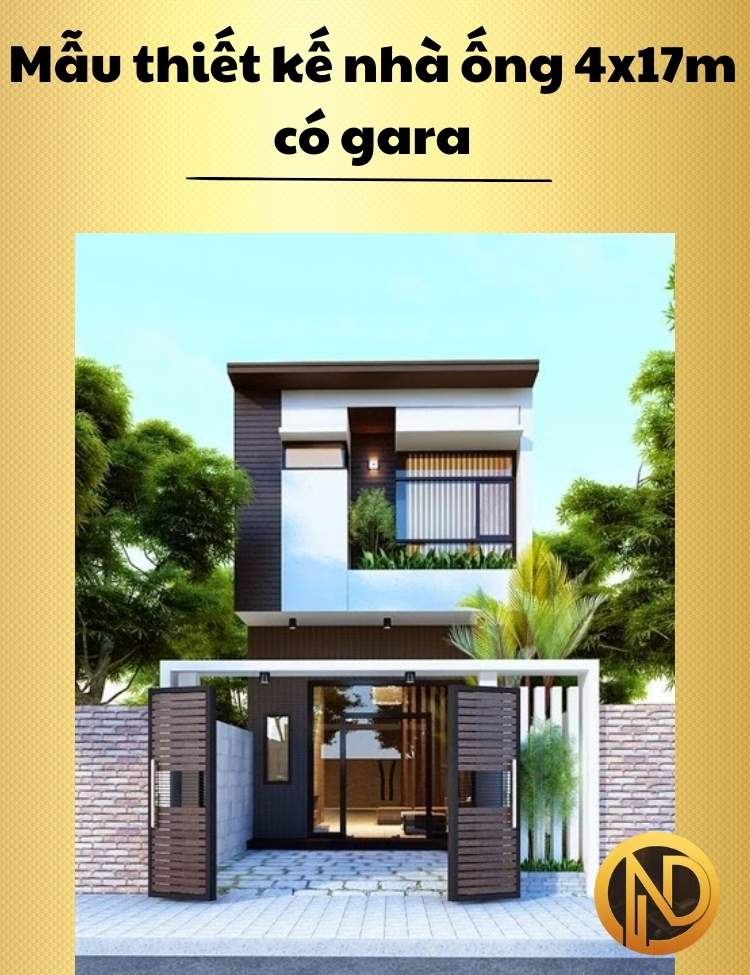 Mẫu thiết kế nhà ống 4x17m có gara