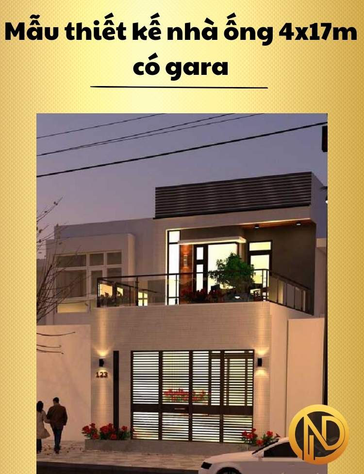 Mẫu thiết kế nhà ống 4x17m có gara