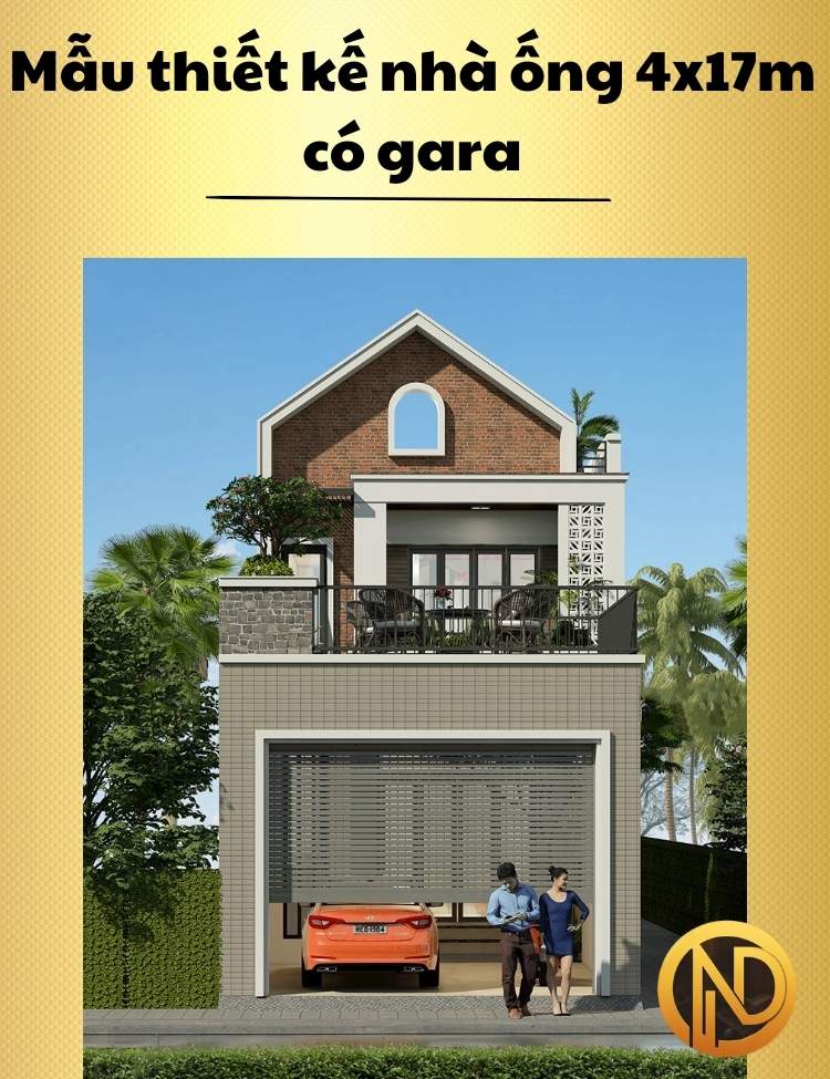 Mẫu thiết kế nhà ống 4x17m có gara