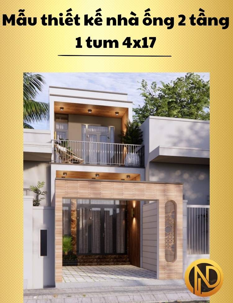 Mẫu thiết kế nhà ống 2 tầng 1 tum 4x17