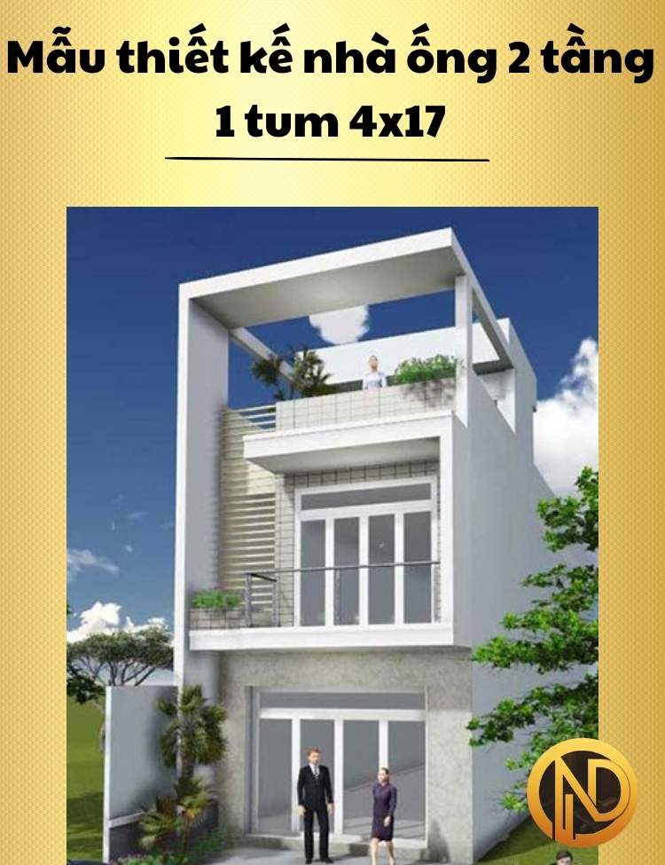 Mẫu thiết kế nhà ống 2 tầng 1 tum 4x17