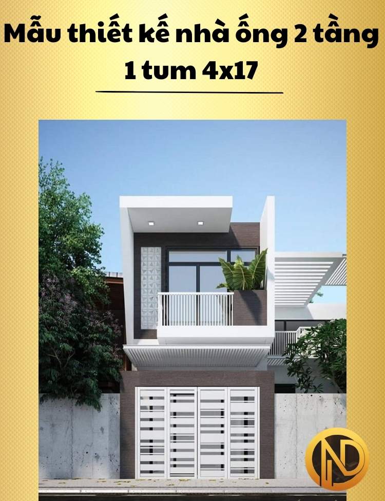 Mẫu thiết kế nhà ống 2 tầng 1 tum 4x17