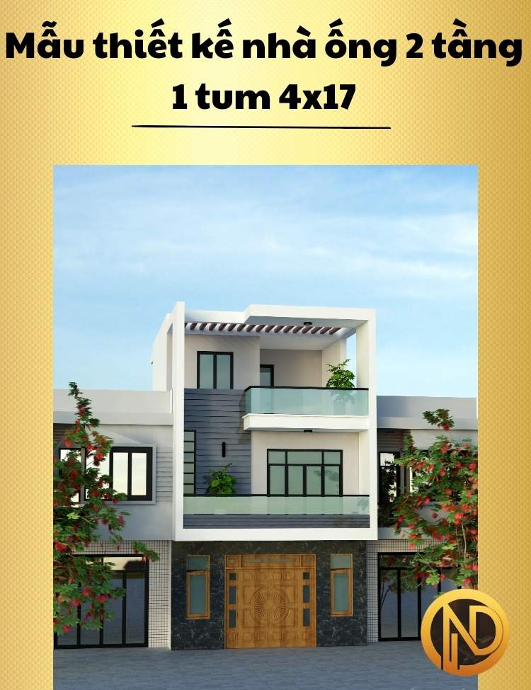 Mẫu thiết kế nhà ống 2 tầng 1 tum 4x17