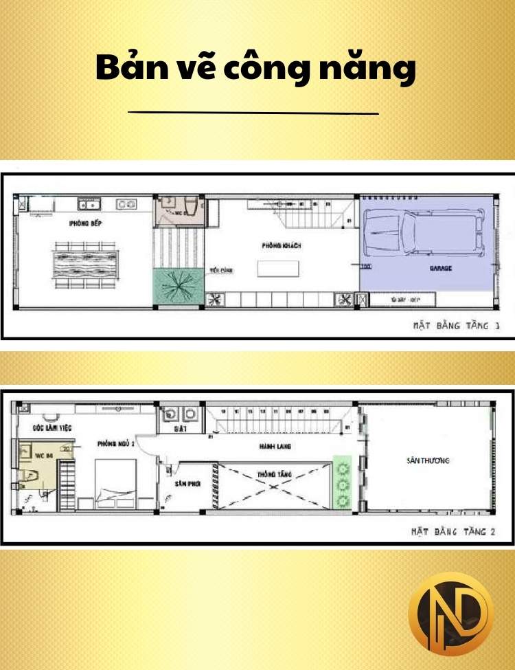 thiết kế nhà ống 2 tầng 4x17