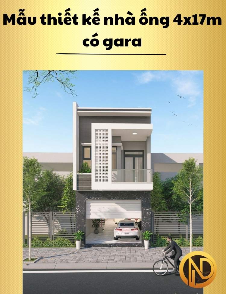 Mẫu thiết kế nhà ống 4x17m có gara