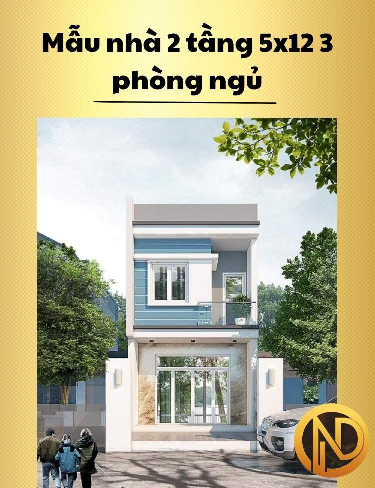 Mẫu nhà 2 tầng 5x12 3 phòng ngủ