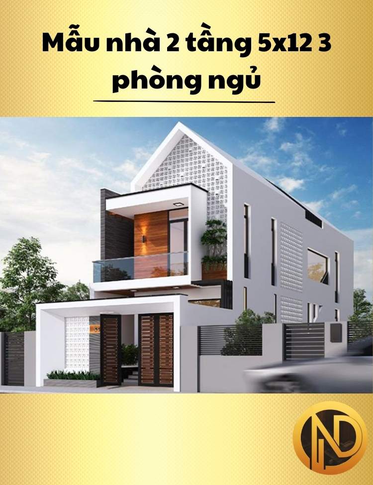 Mẫu nhà 2 tầng 5x12 3 phòng ngủ