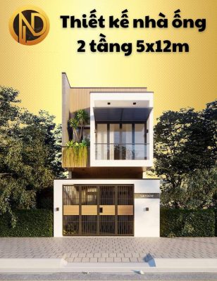 thiết kế nhà ống 2 tầng 5x12m