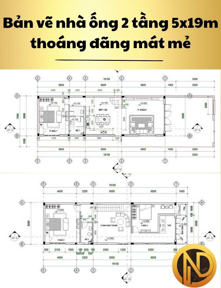 Thiết kế nhà ống 2 tầng 5x19m thoáng đãng mát mẻ