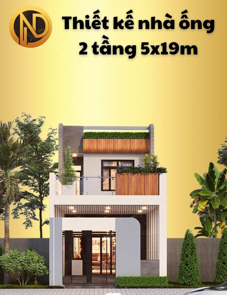 thiết kế nhà ống 2 tầng 5x19m