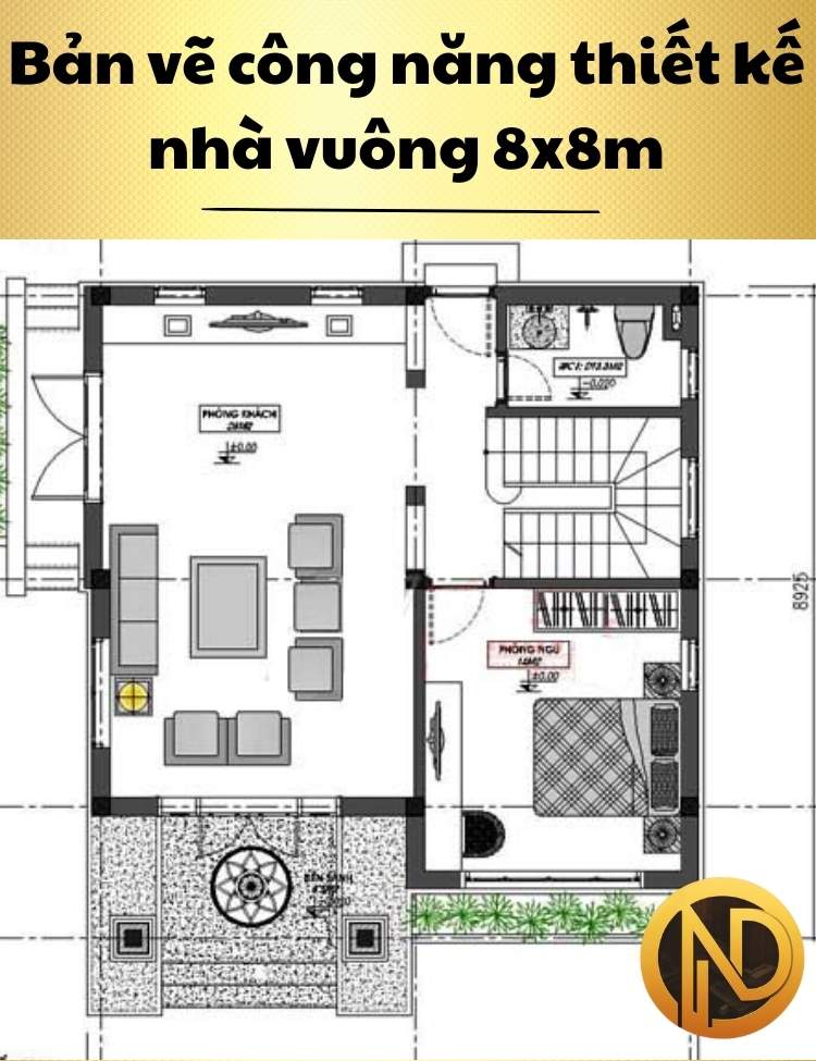 nhà 2 tầng 8x8m