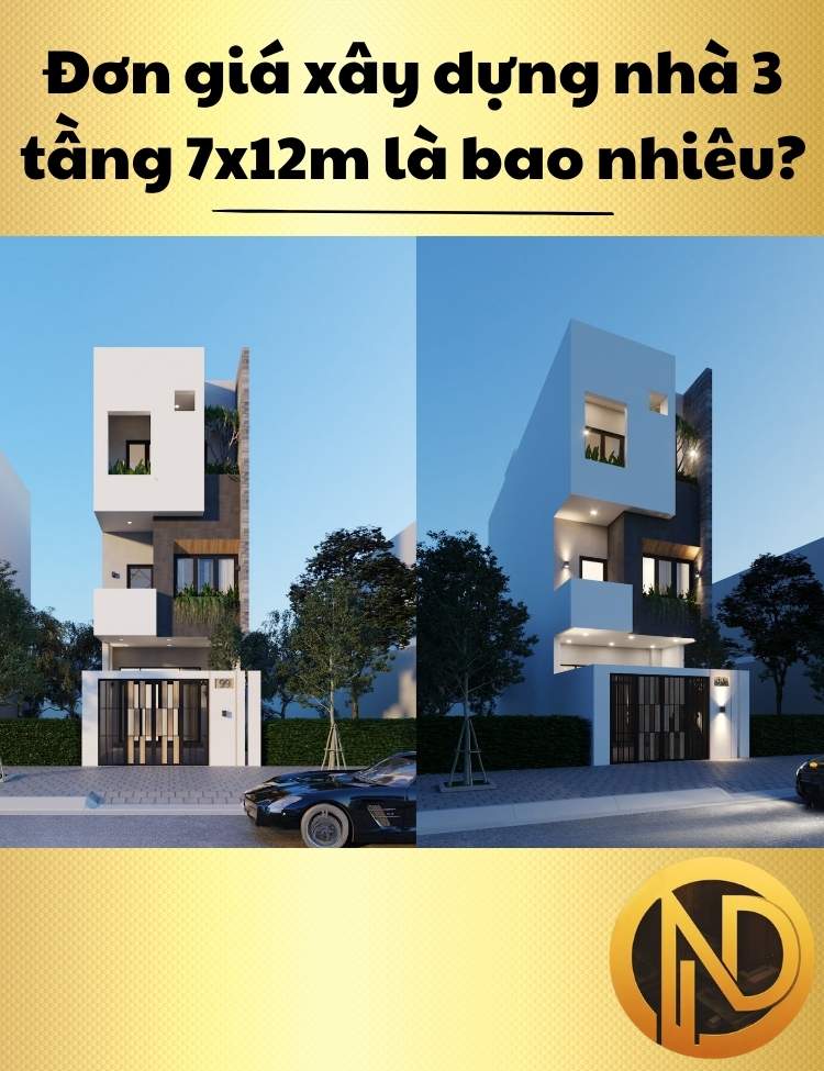 mẫu nhà 3 tầng 7x12m