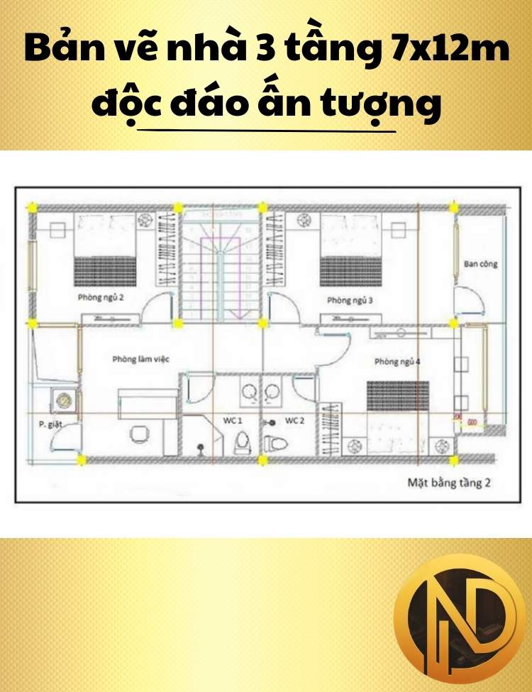 Mẫu nhà 3 tầng 7x12m độc đáo ấn tượng