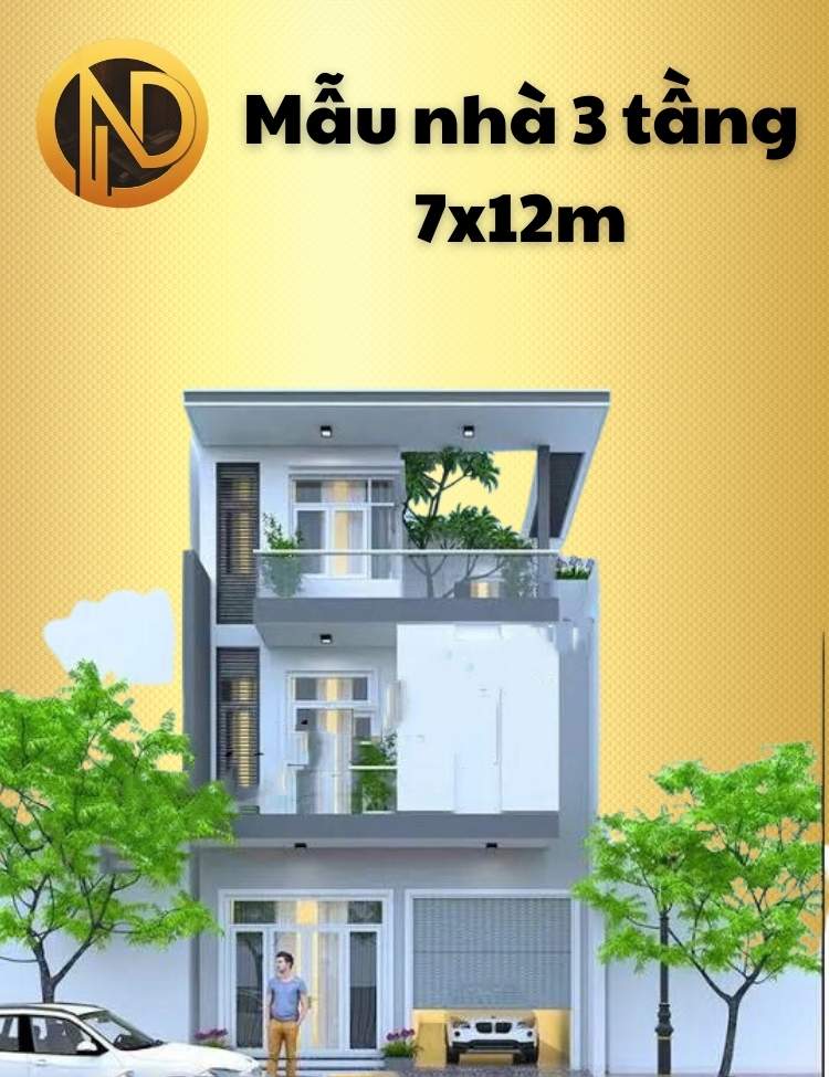 mẫu nhà 3 tầng 7x12m