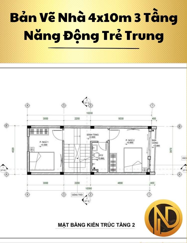 Mẫu Nhà 4x10m 3 Tầng Năng Động Trẻ Trung