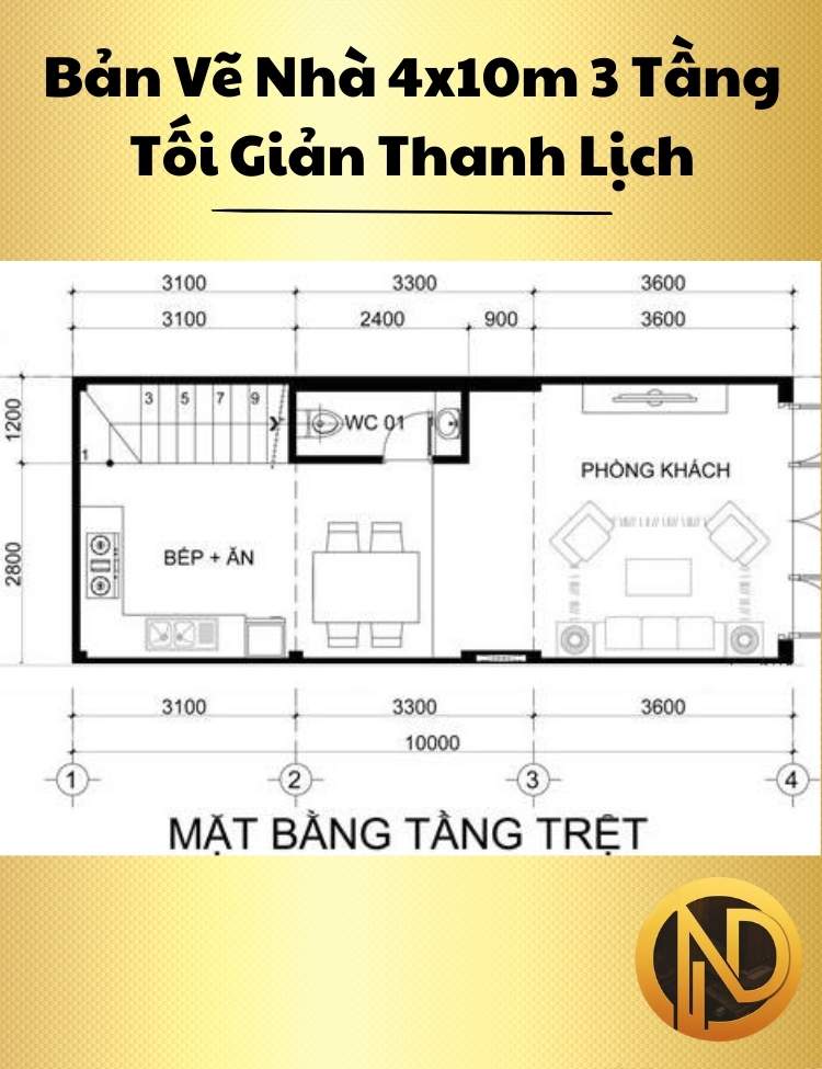 Mẫu Nhà 4x10m 3 Tầng Tối Giản Thanh Lịch