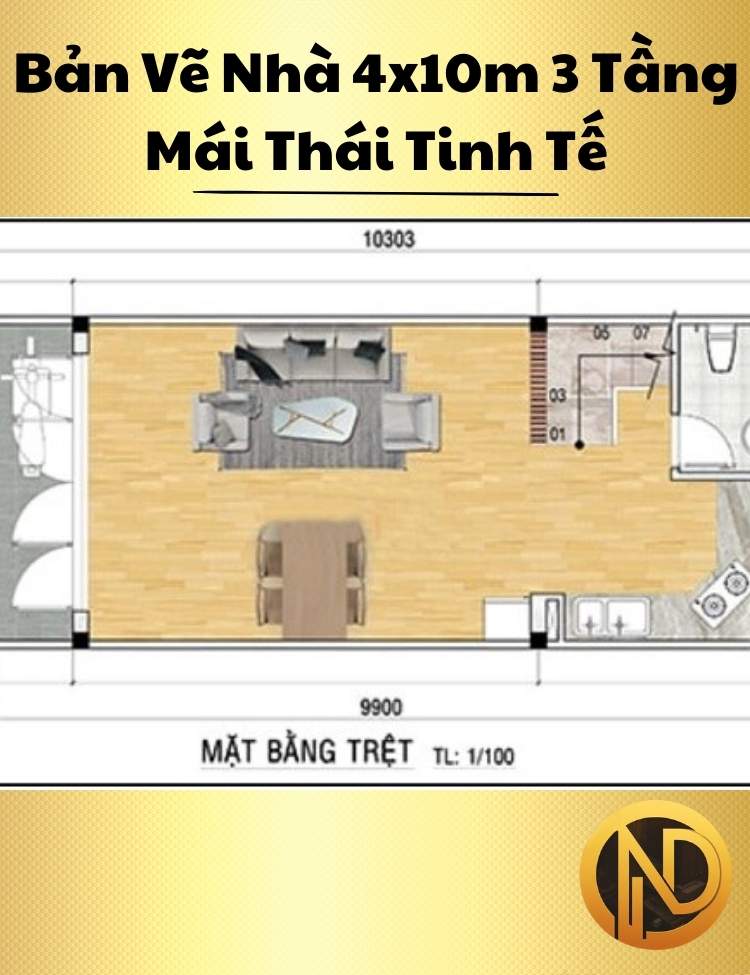 Mẫu Nhà 4x10m 3 Tầng Mái Thái Tinh Tế