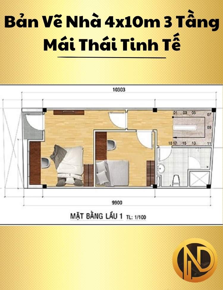 Mẫu Nhà 4x10m 3 Tầng Mái Thái Tinh Tế