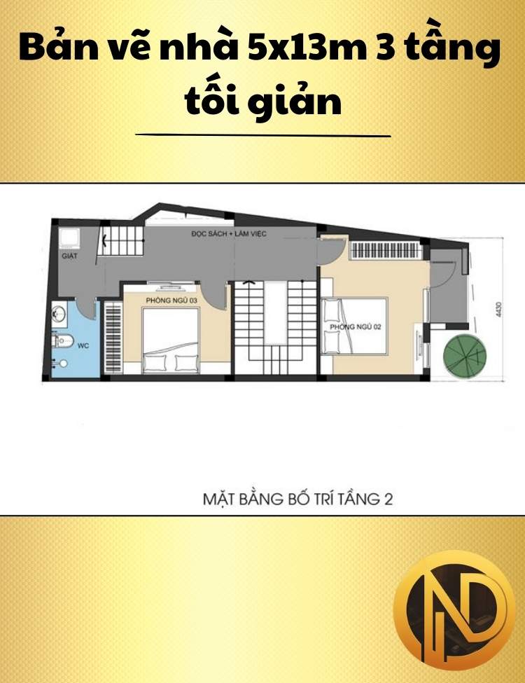 Mẫu nhà 5x13m 3 tầng tối giản