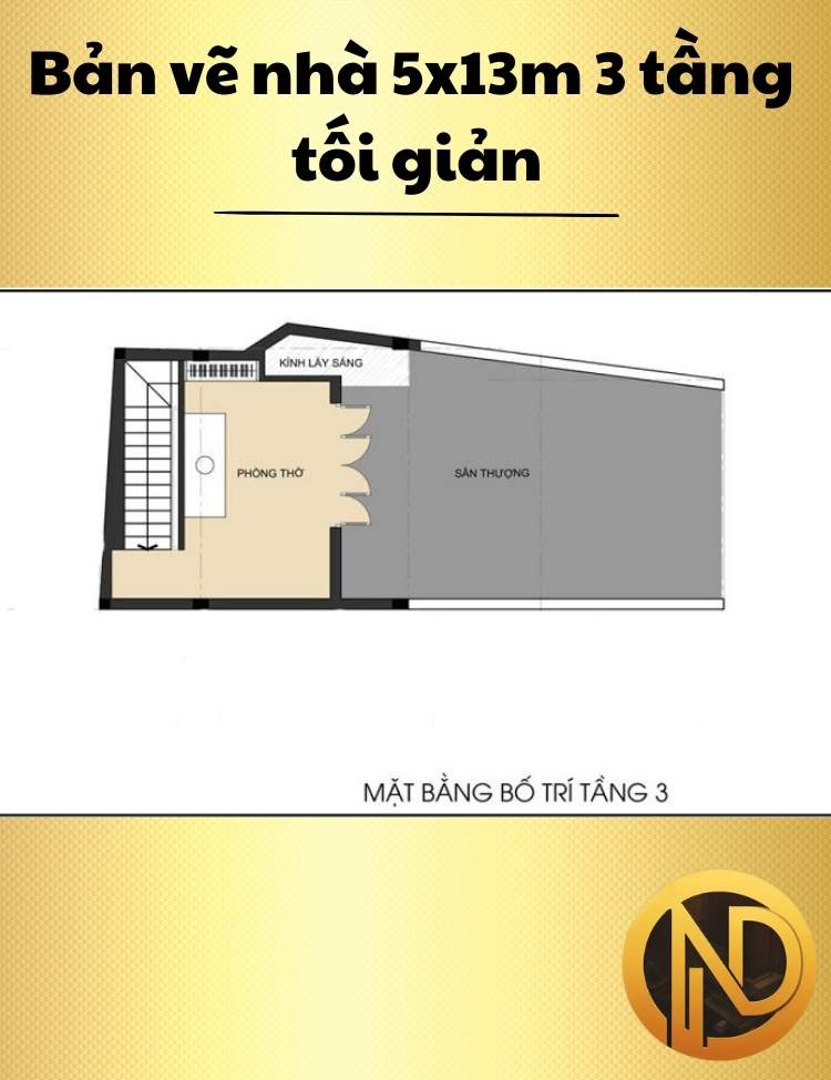 Mẫu nhà 5x13m 3 tầng tối giản