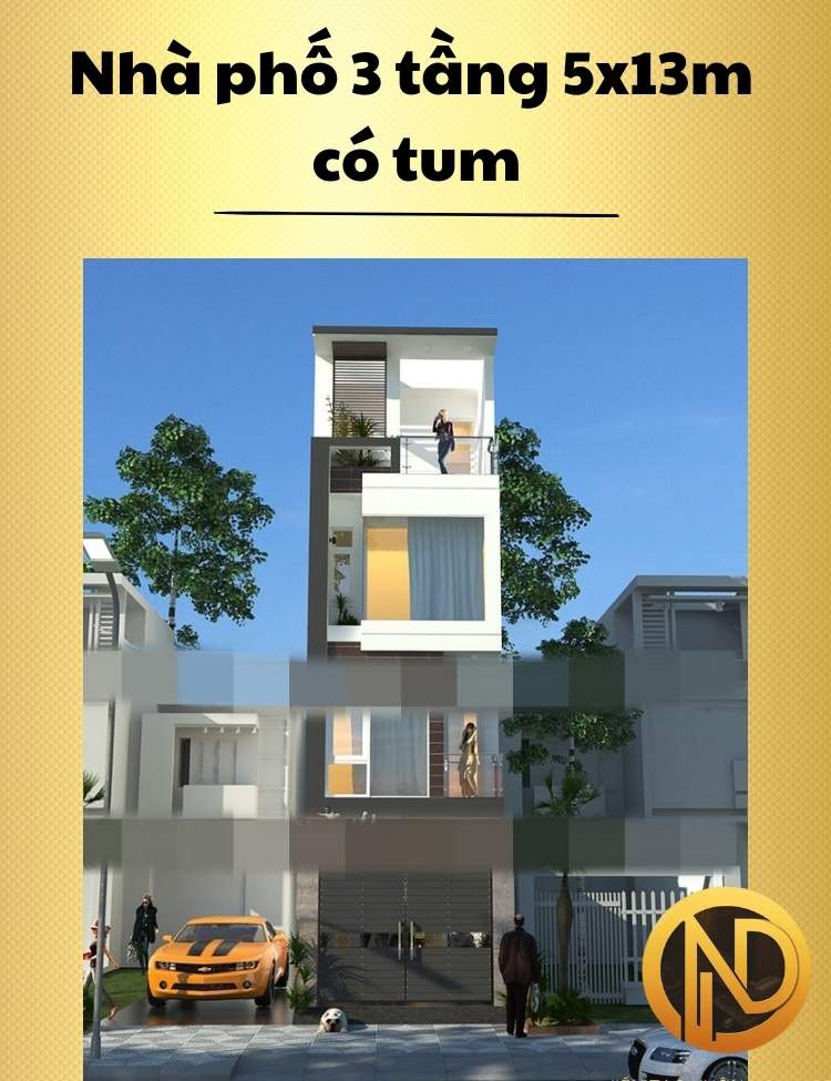 Nhà phố 3 tầng 5x13m có tum