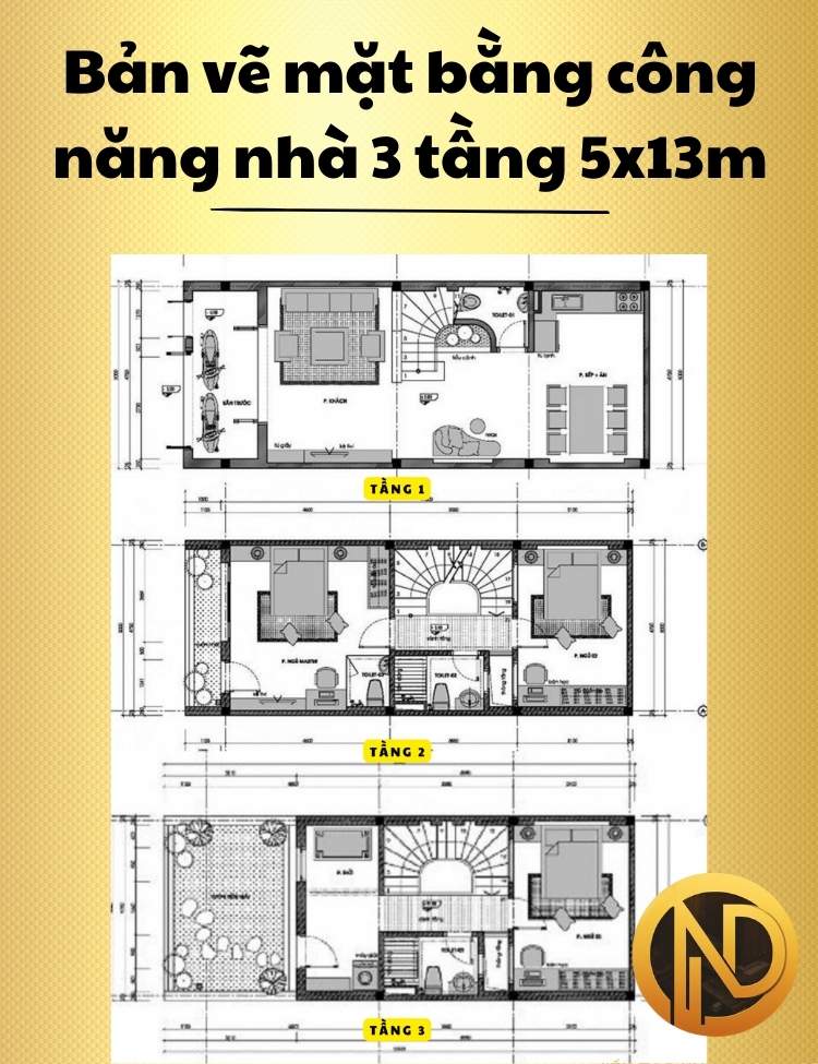 mẫu nhà 5x13m 3 tầng