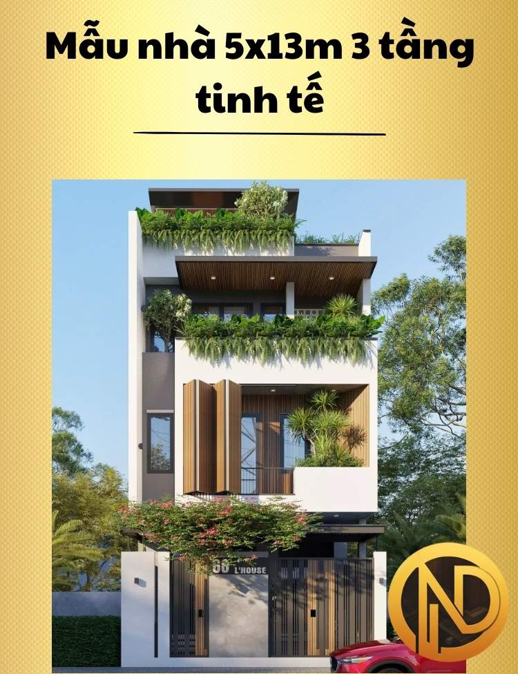 Mẫu nhà 5x13m 3 tầng tinh tế